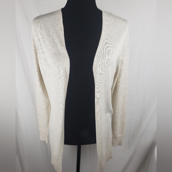 Amazon Essential Beige Long Sleeve Open Front Cardigan Sz XS - Picture 2 of 10